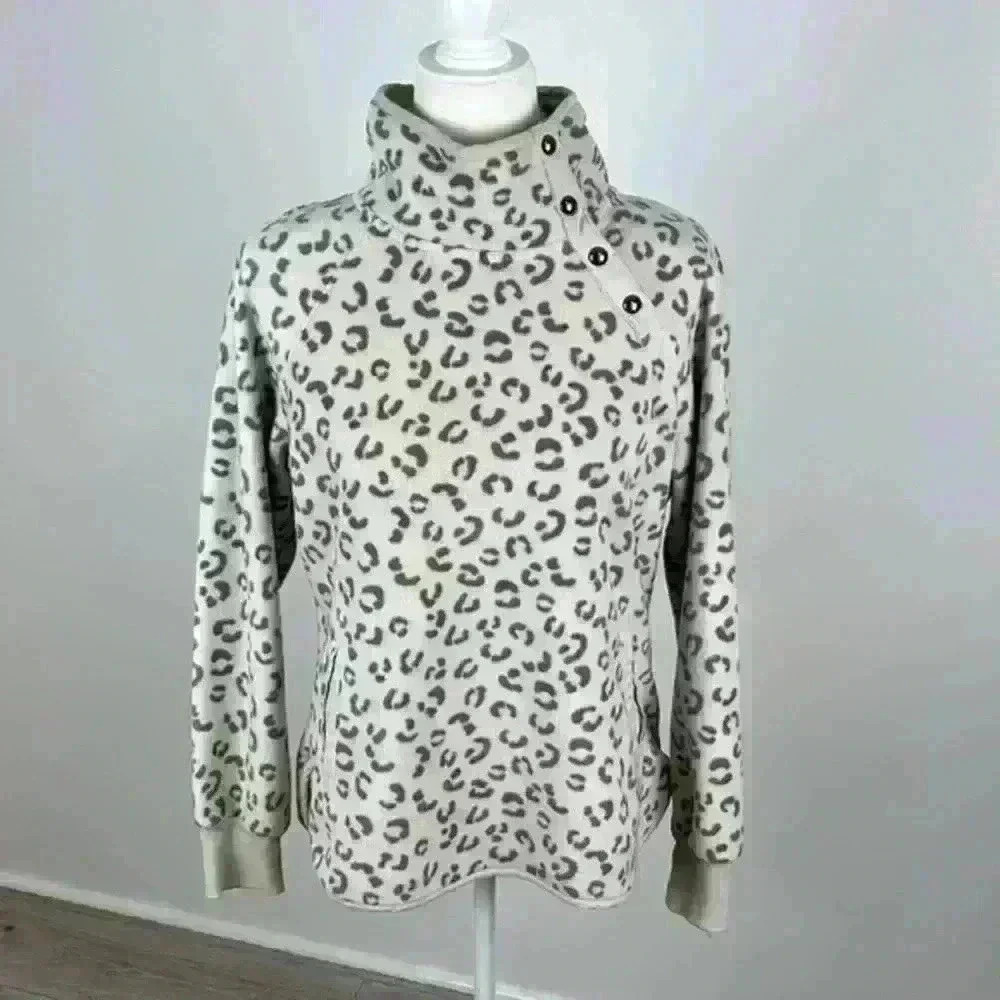 GreenTea Leopard Print Fleece Pullover Size Small